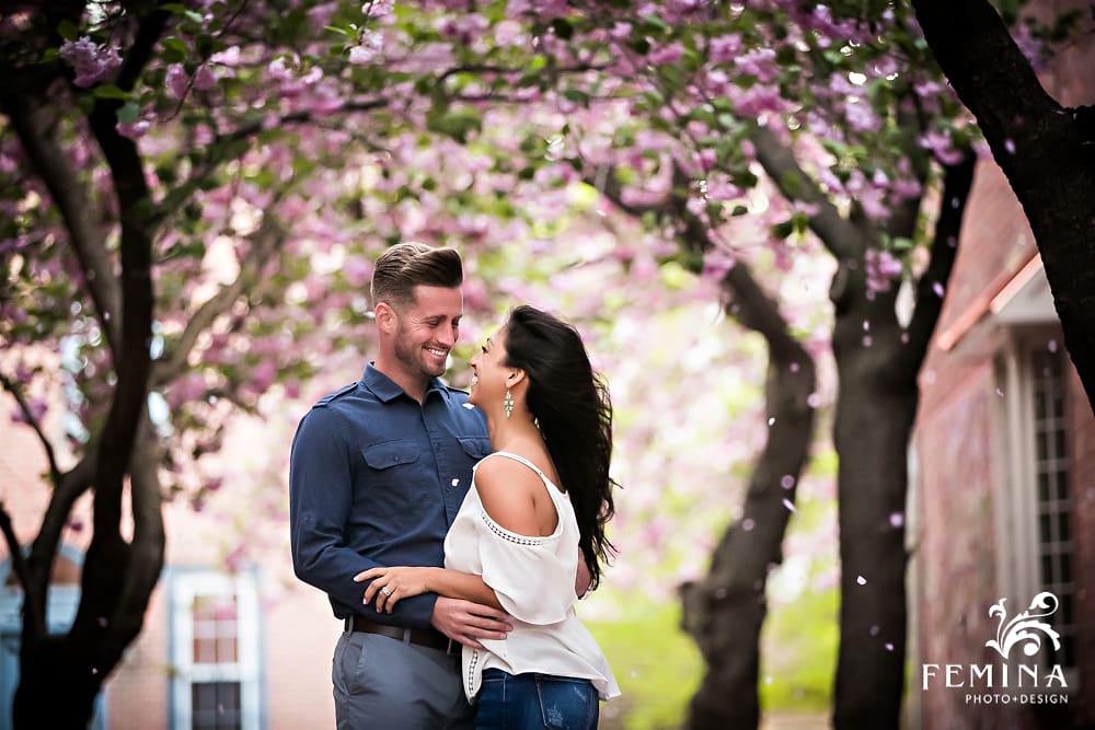Cherry blossom Philadelphia engagement photos
