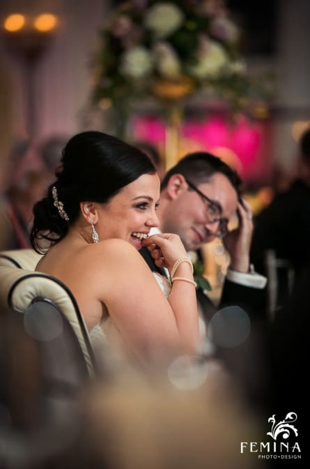 bride and groom reaction to speeches