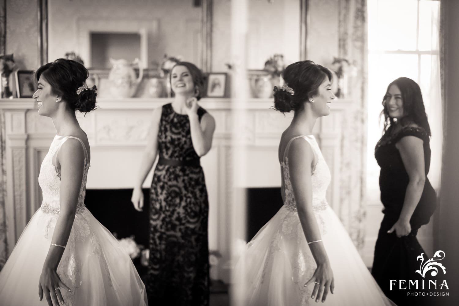bride in a mirror