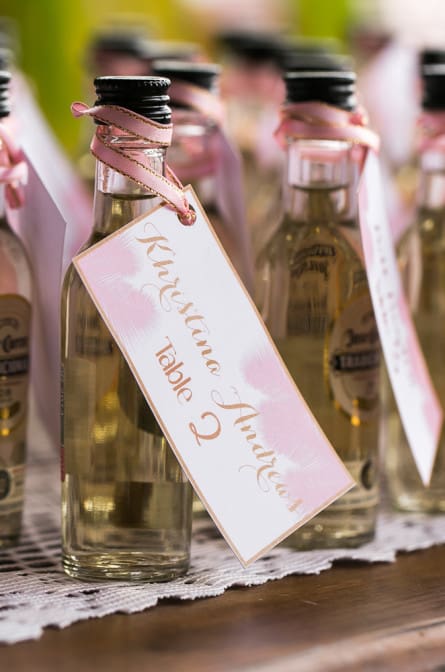 Mini bottles of tequila as Destination Wedding favors