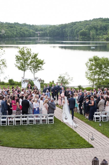 Overhead photo of Kelli and Jason's ceremony at the Lake House Inn