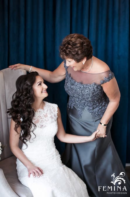 Christina and her mom during the getting ready process at NYLO