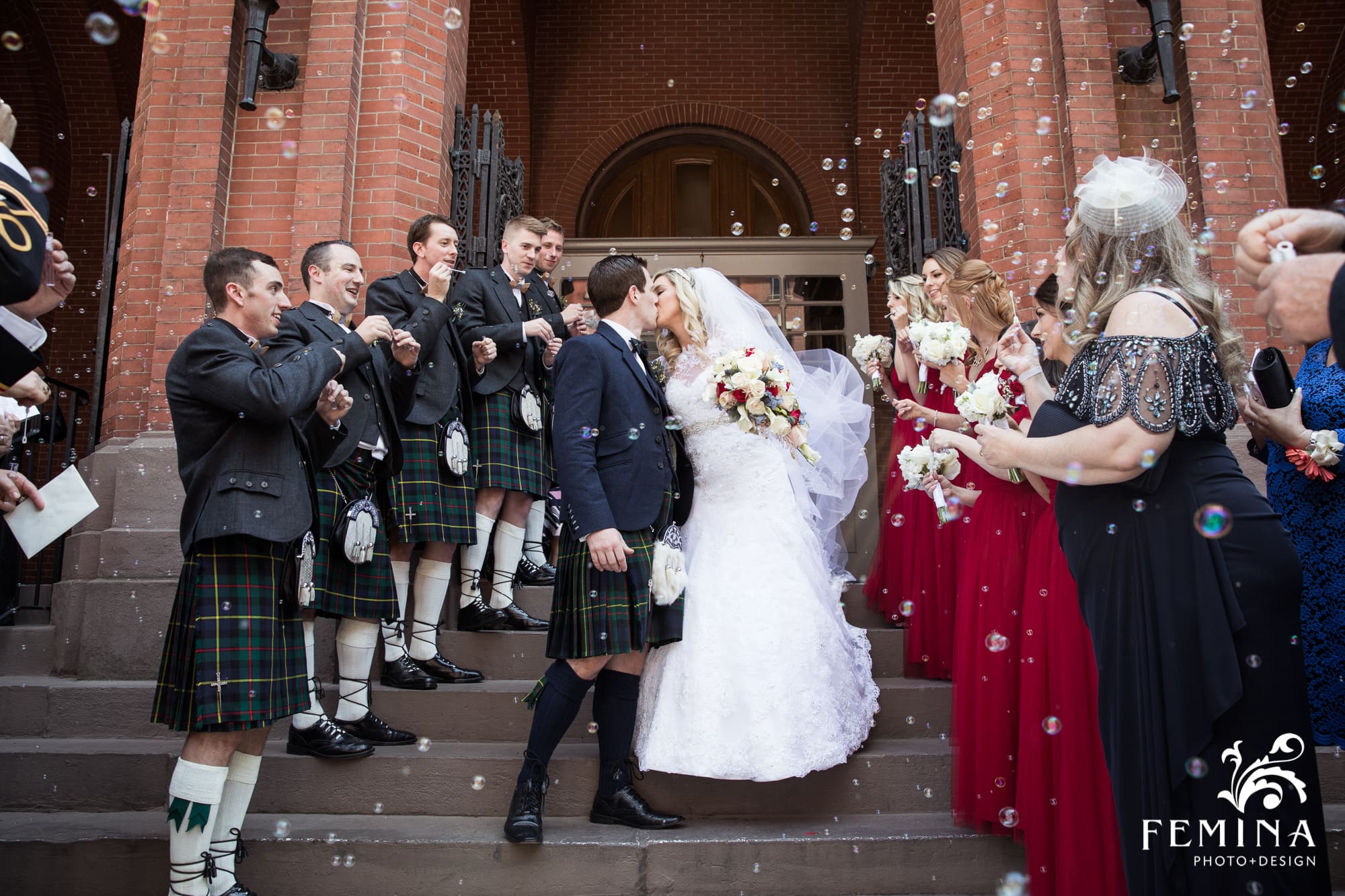 Rebecca and Lyall exit their church ceremony at Tenth Presbyterian Church in Philadelphia