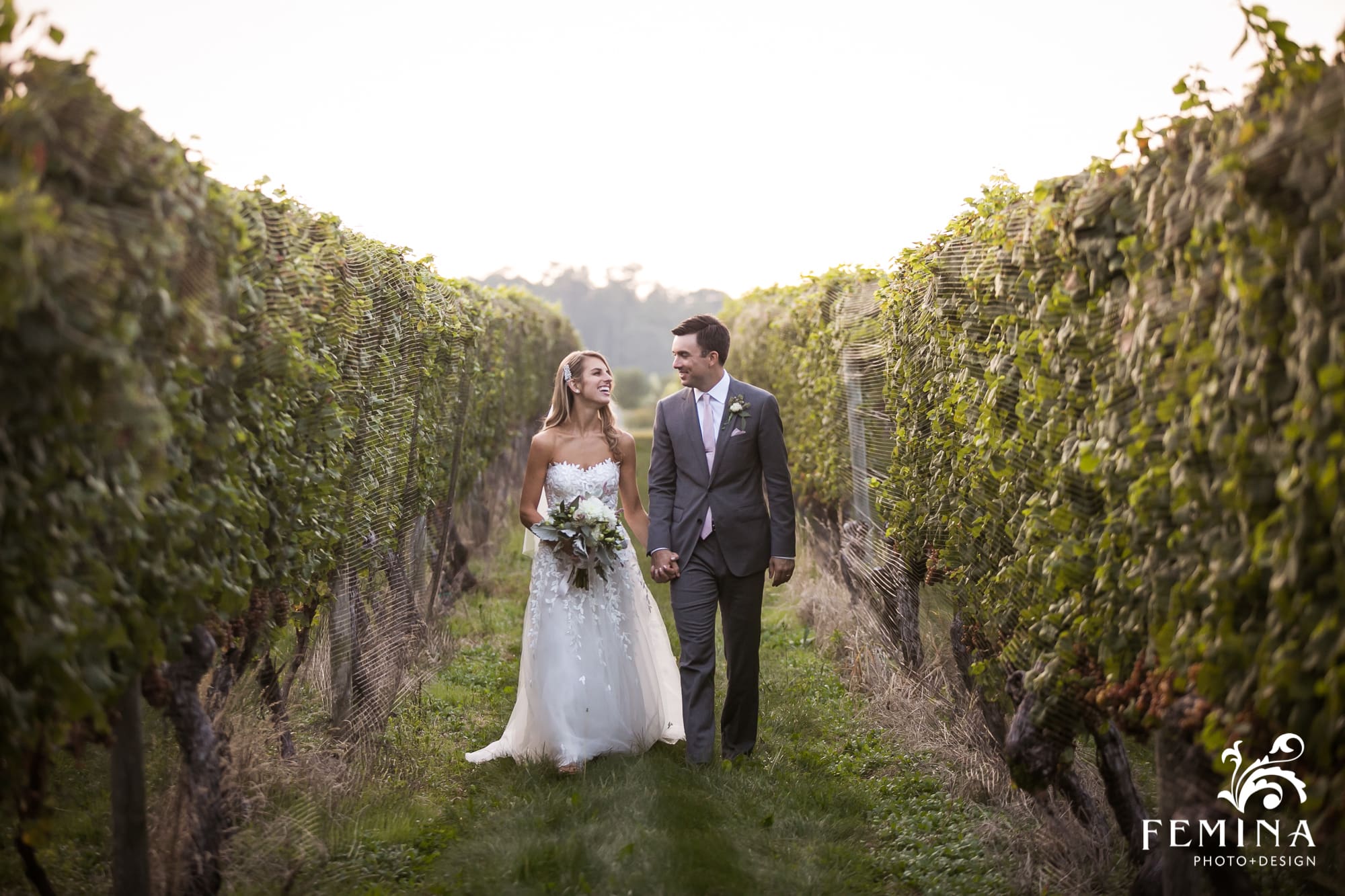 Lindsey and Tommy take a stroll through the vineyards of Bedell Cellars