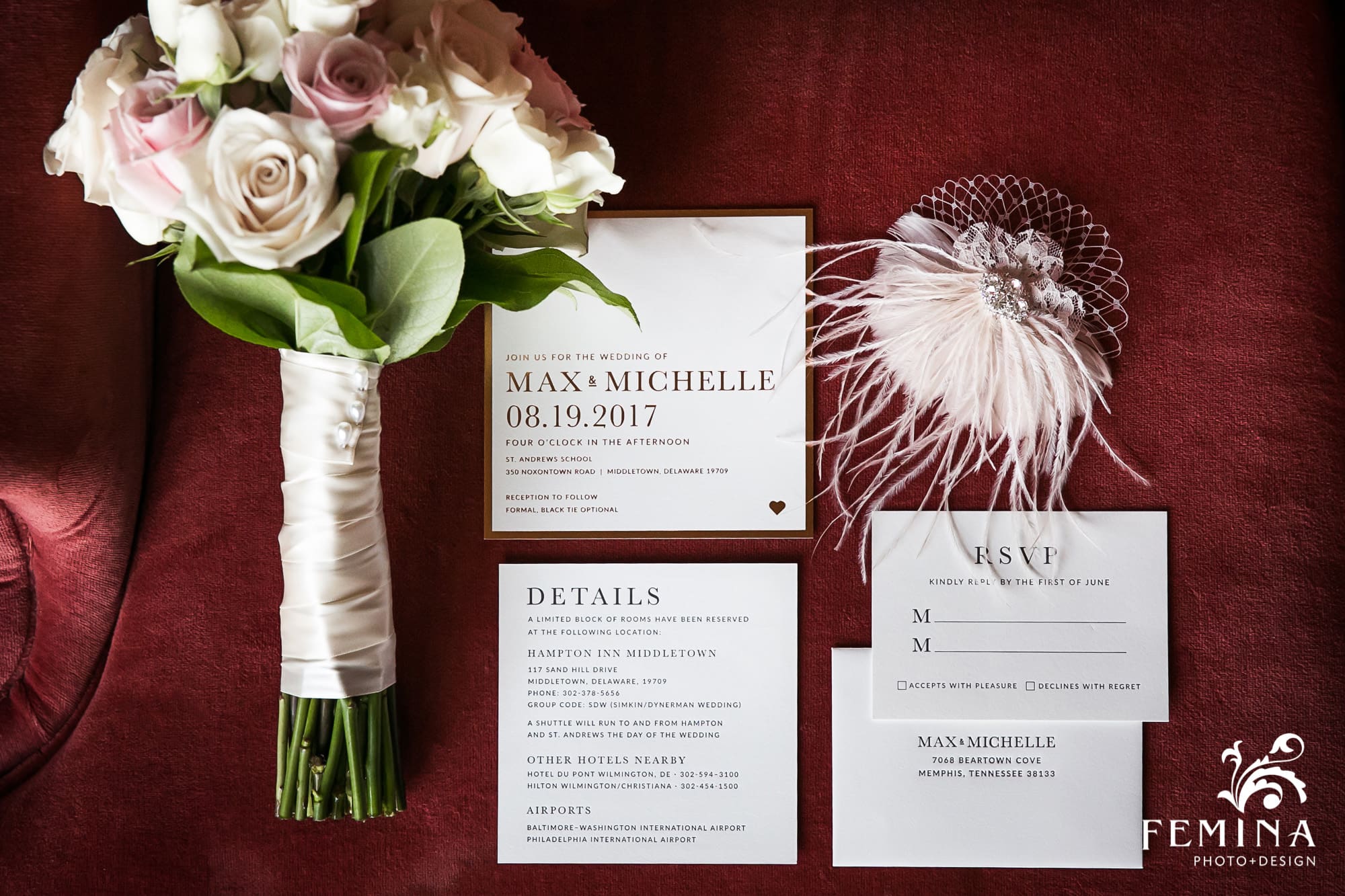 MIchelle and Max's stationary and wedding details 