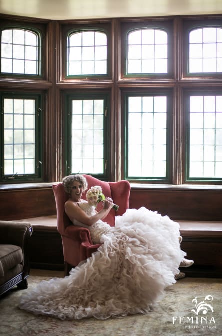 Michelle poses in the bridal suite at Saint Andrews School in Delaware