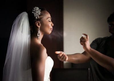 Black Bride Getting Ready on Wedding Day