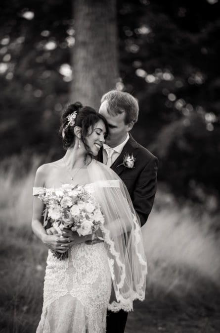 black and white couple's portraits at Glen Arbor Country Club