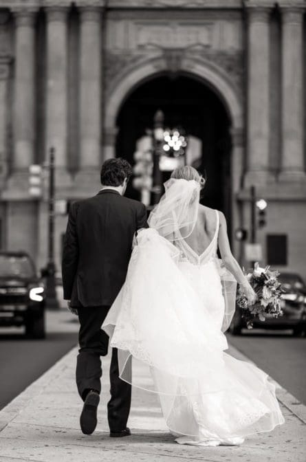 Bride and groom on Broad Street