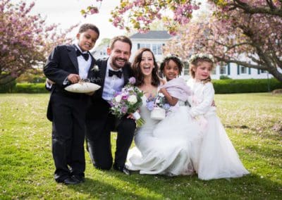 Bride and Groom with ring bearer and flower girls in Spring Lake, NJ